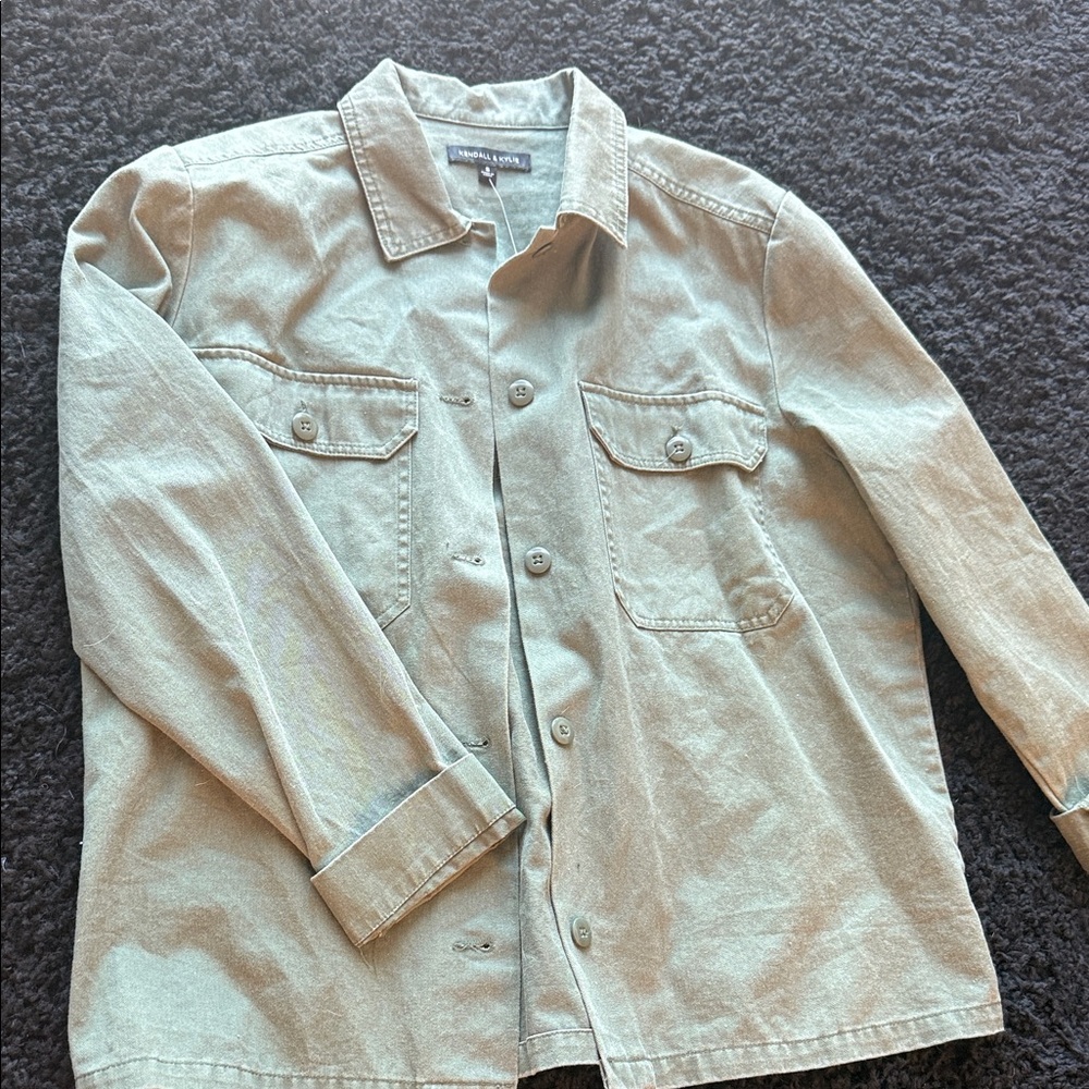 Kendall & Kylie Light Olive Jean Jacket